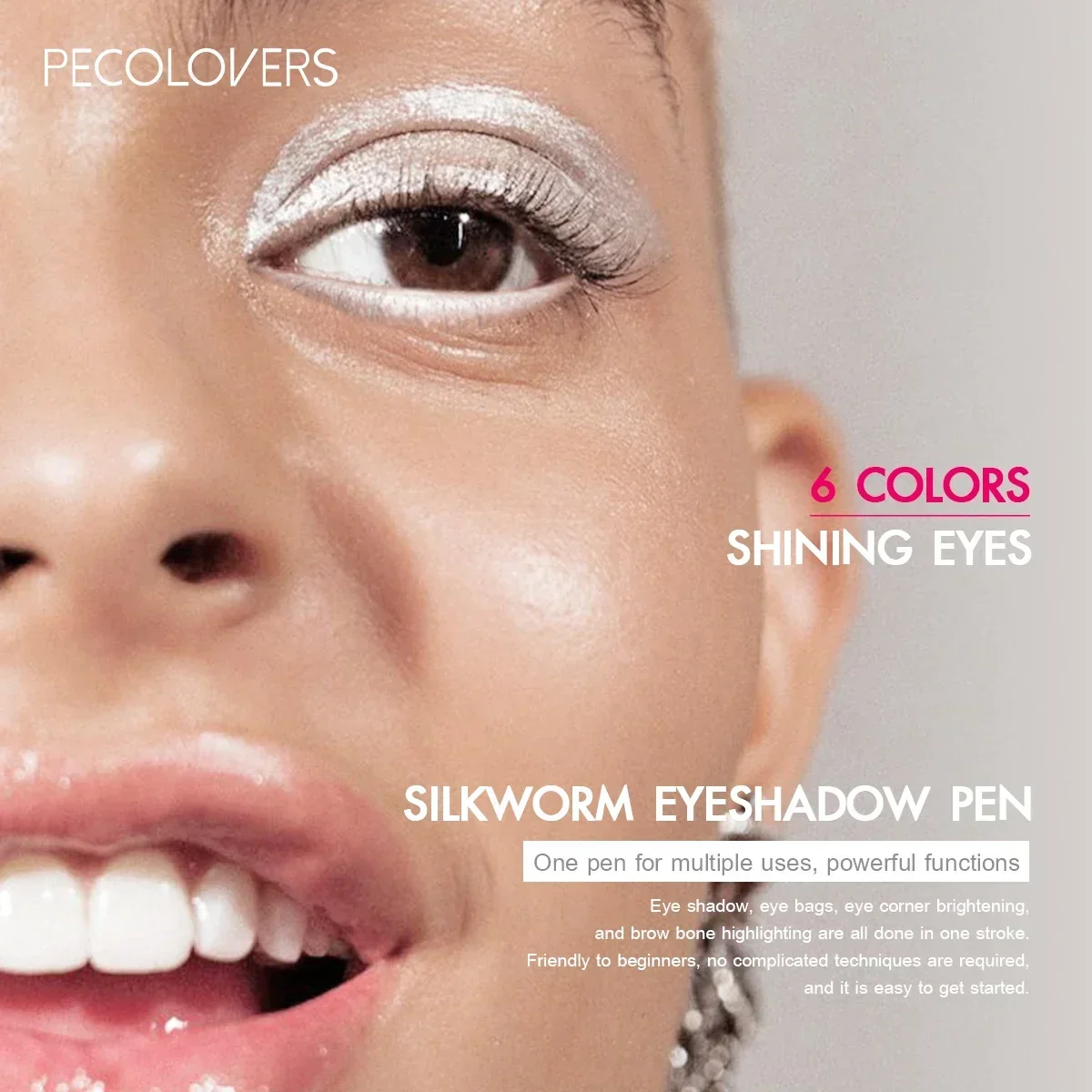 Evidenziatore in stick bianco abbagliante da 1 pezzo - Matita ombretto scintillante impermeabile per occhi luminosi, radianti, trucco per occhi