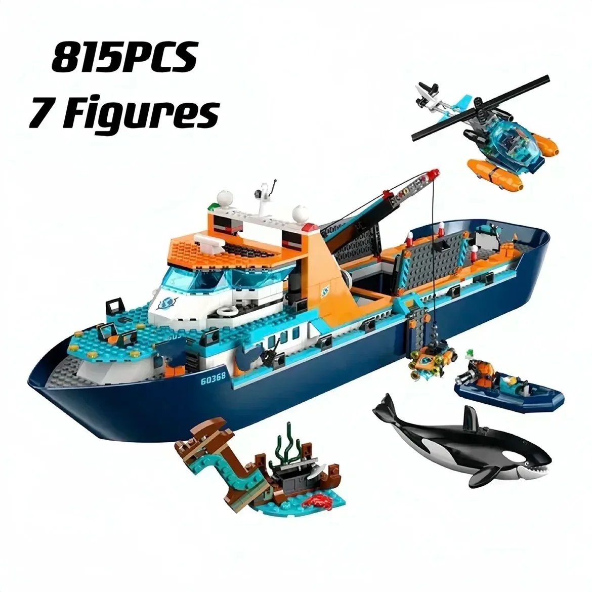 2024 Technology Building Block 60368 Polar Giant Ship Exploration Ship City Series Assembly Ship Ocean Large Toys