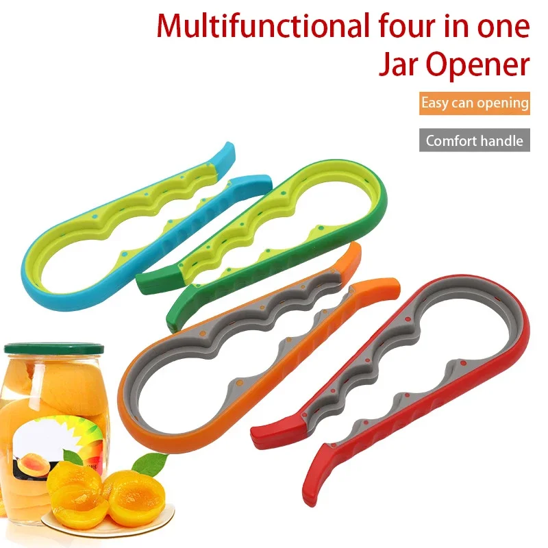 Lid Jar Opener 4 In 1 Handy Screw Cap Jar Openers Multi Purpose Can Opener Bottle Lid Grip Wrench Bottle Kitchen Gadgets