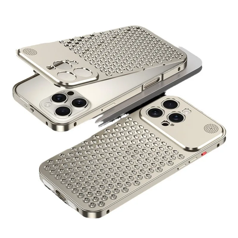 

Для iPhone 15 14 16 ProMax металлический чехол для телефона с рассеиванием тепла 15 Pro алюминиевый сплав ароматическая ультратонкая амортизирующая задняя крышка