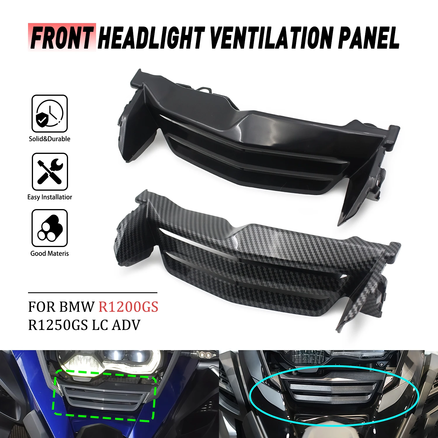 

Front Headlight Air Vent Panel Trim Fairing Mounting Bracket Accessories Moto For BMW R1200GS R1250GS LC ADV Adventure 2013-2022