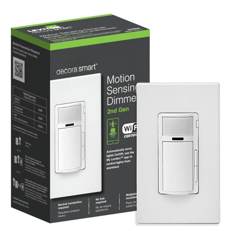 

Decora Smart Motion Sensing Dimmer Switch, Wi-Fi 2nd Gen, Neutral Wire Required, Works with My Leviton, Alexa