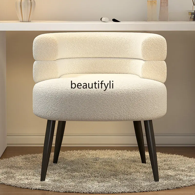 

Computer Chair Office Chair Bedroom Lambswool Dressing Stool Makeup Chair Leisure Single-Seat Sofa Chair