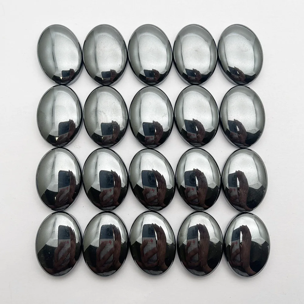 fashion Natural Stone Hematite oval cabochon 25x18MM no hole Bead for jewelry making Charm Ring Accessories 20Pc Good quality