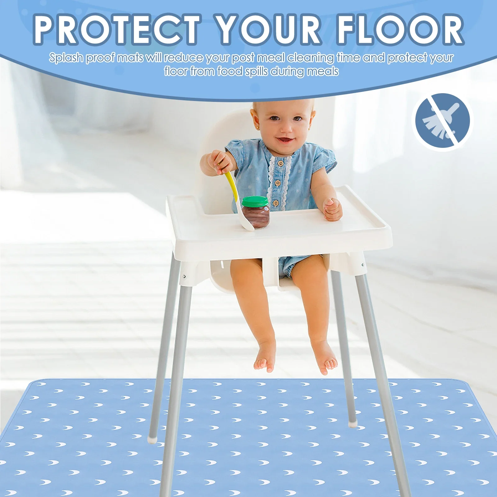 Estera de juego para bebé, 51 pulgadas, impermeable, silla alta para bebé, estera contra salpicaduras, estera antideslizante para interiores, estera para gatear para bebé, almohadilla de Picnic portátil multiusos