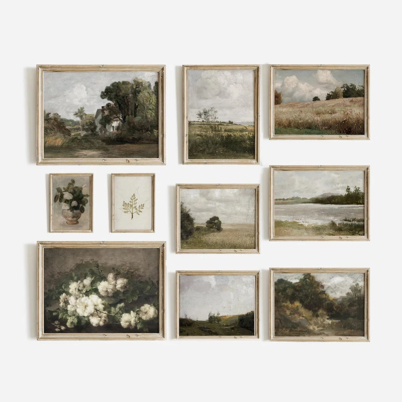 1pc Unframed American Style Calm Country Field Sky Vase Canvas Painting Wall Art Pictures Vintage Posters and Prints for Living