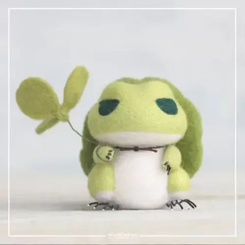 New Wool Felt Punch Music Material Bag Diy Craft Couple Doll Accessories Handmade Frog Car for Travel with Keychain Pendant Gift