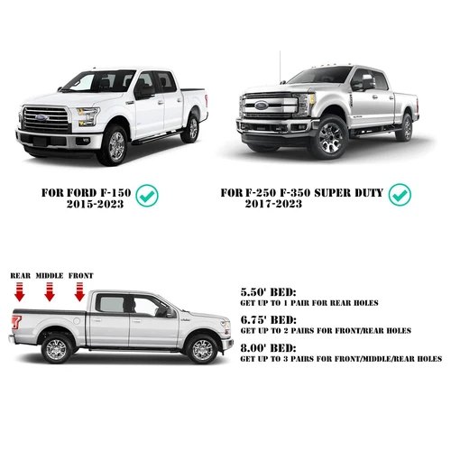 Imagen 2 del producto Ancla de amarre de camión para Ford F-150 2015-2023 F250 F350 Super Duty 17-23 Clip de anclaje de anillo de gancho de pared lateral de cama retráctil para maletero