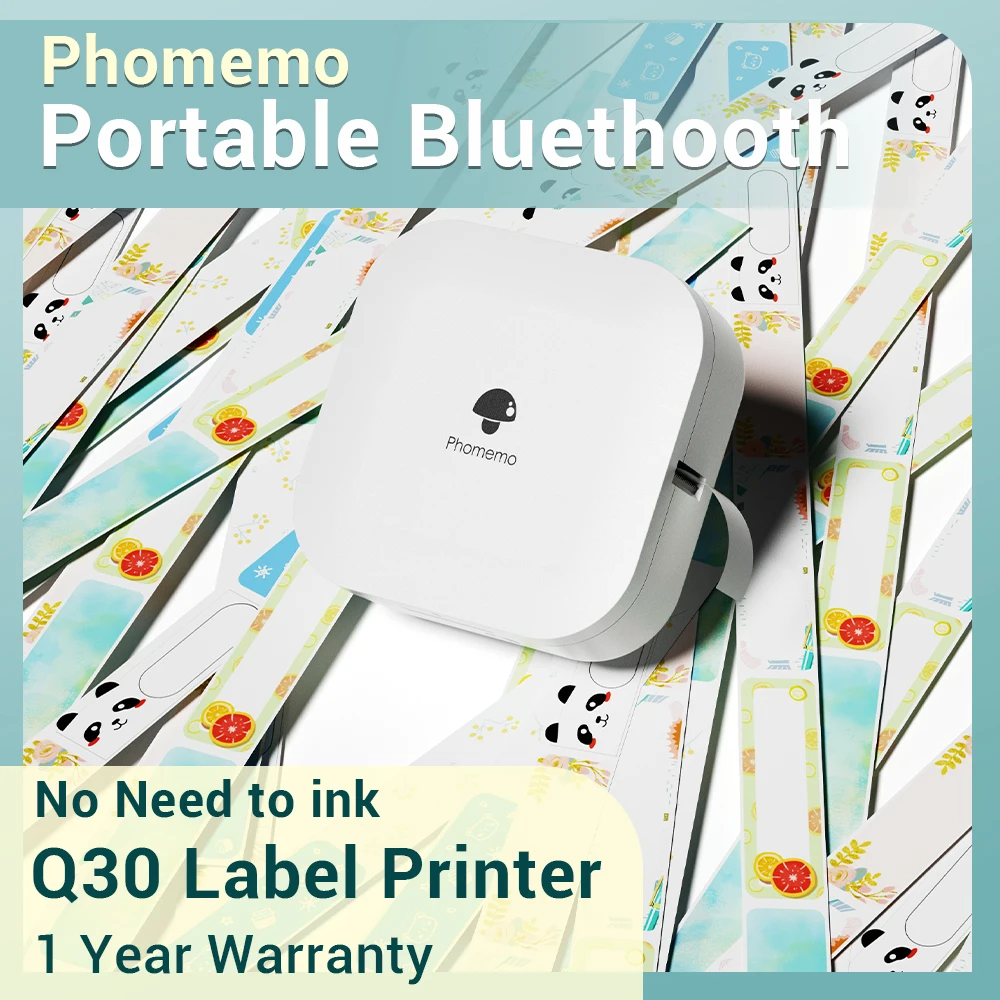 Phomemo Q30 Portable Mini Thermal Printer Wirelessly BT 203dpi Label Maker School Memo Wrong Question Printing Label Printer