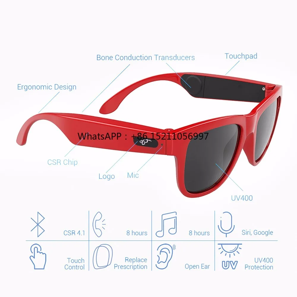 

sunglasses bluetooth headphone with mic New gadgets 2018 wireless headset sport uv400 polarized smart glasses bone conduction