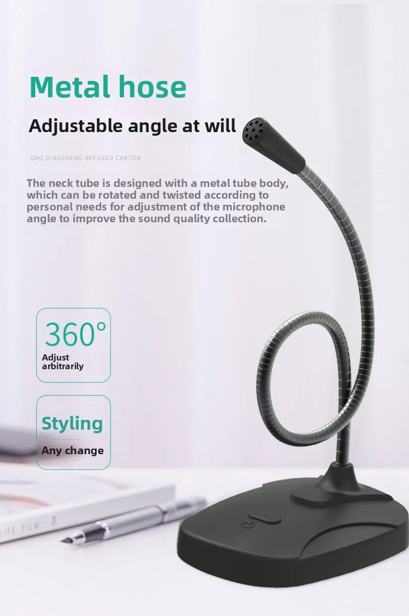 Mikrofon Komputer Desktop 3.5mm Notebook USB Suara Mikrofon Langsung Pengajaran Permainan Kelas Online