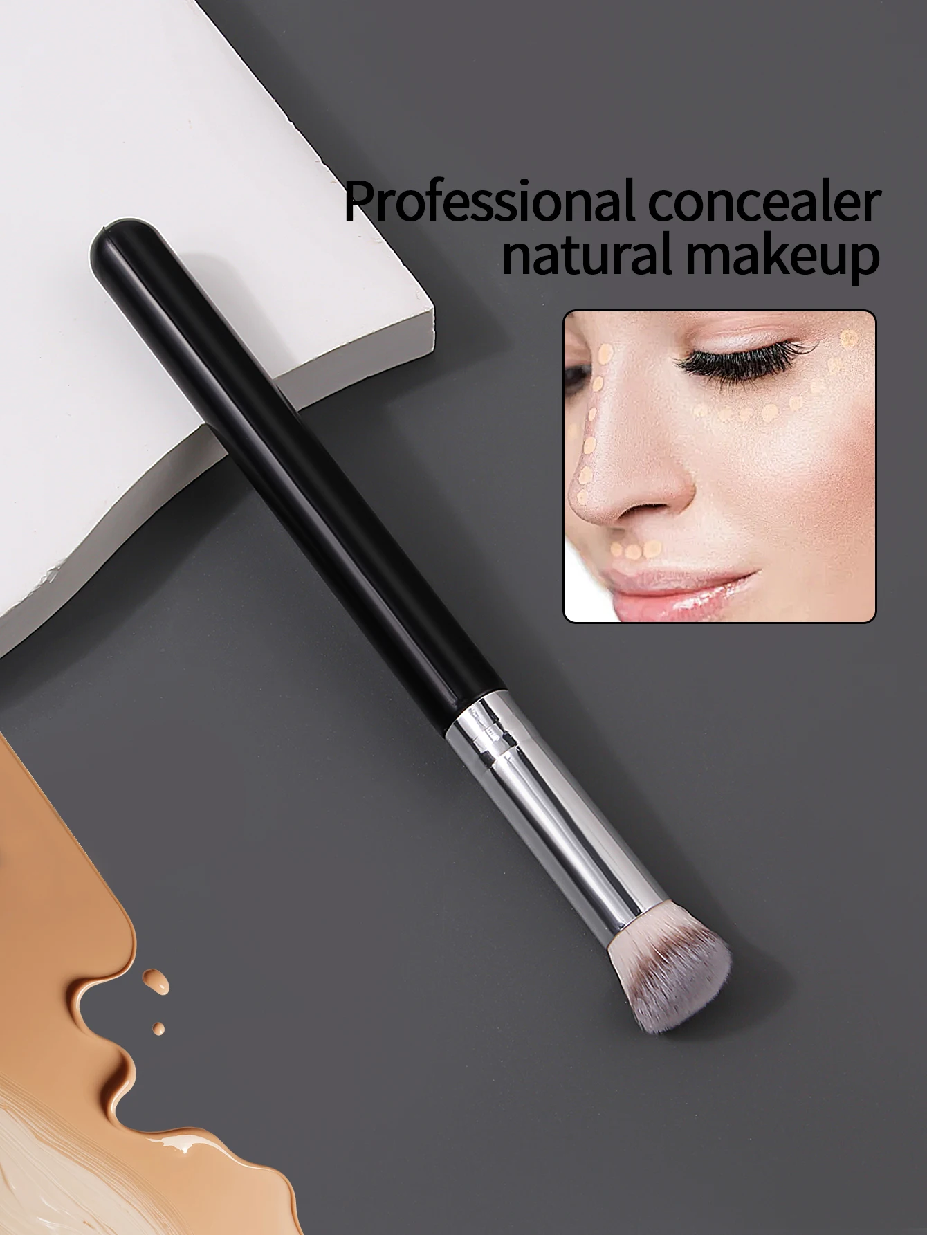 Brochas de maquillaje en crema correctora, base en polvo facial, corrector pulidor, colorete líquido, herramientas de maquillaje