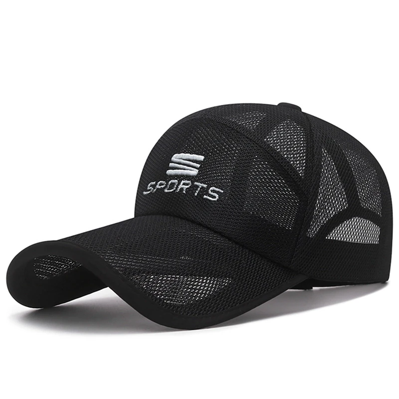 Summer Unisex Men Fishing Baseball Caps Women Breathable Full Mesh Snapback Hats Black Casual Quick Drying Sport Hats Cap