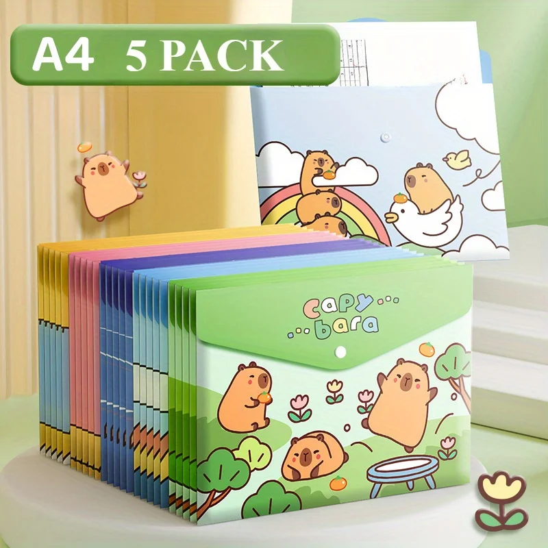 5PCS A4 File Bags, Information Bags, Large Capacity, According To The Deduction File Bag, Multi-function Folder Storage Bag