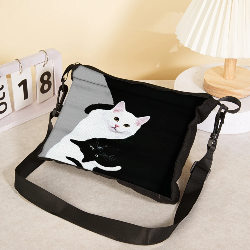 1pc Cat Print Crossbody Bag Black White Cat Pattern Shoulder Bags For Women Casual Daily Use Travel Shopping School Work Office