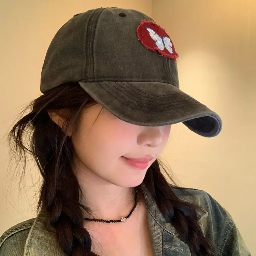Casual Embroidery Baseball Cap Butterfly Cotton Sun Hat Simple Fashion Baseball Hat Spring/Summer