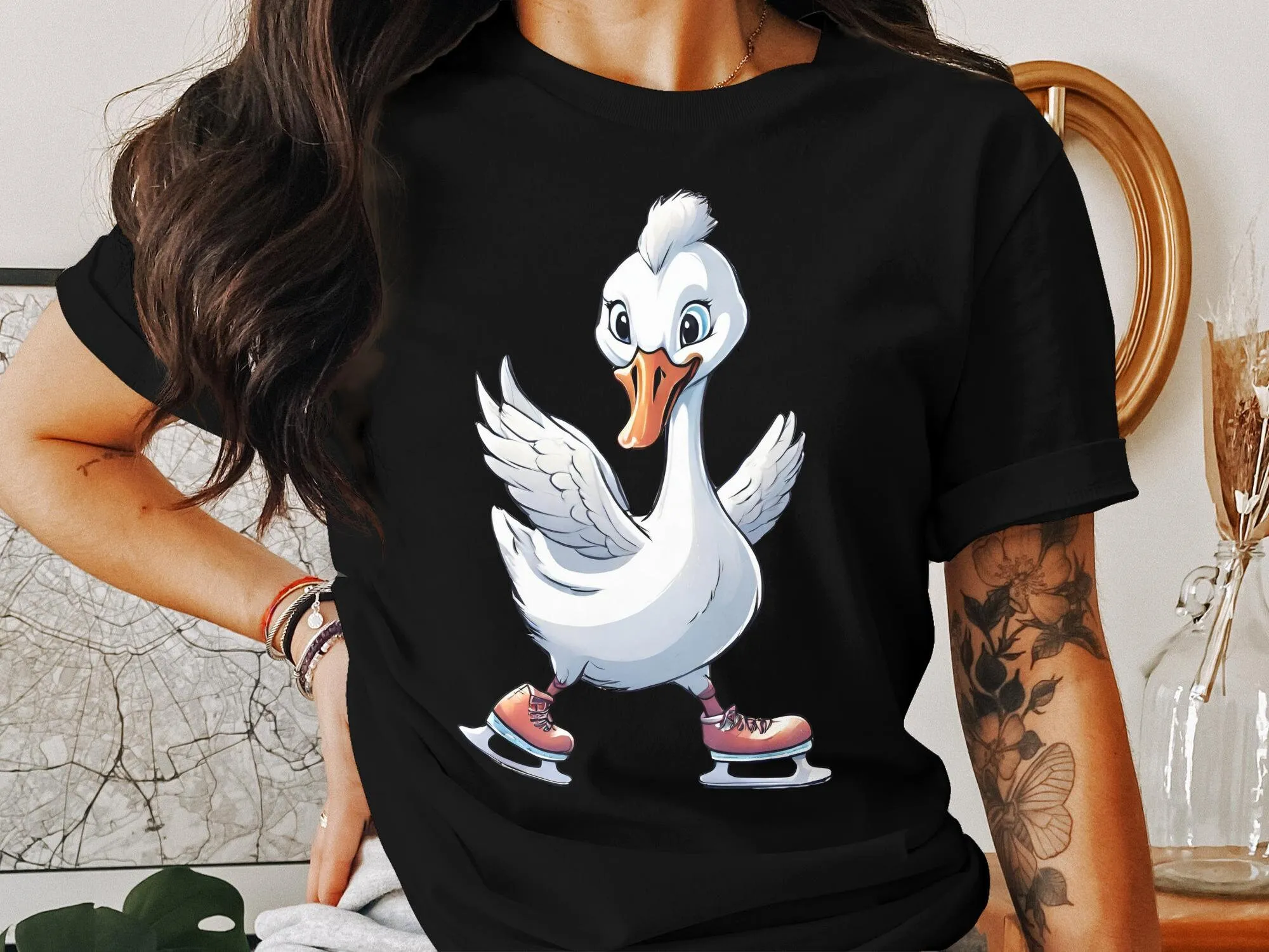 Funny Ice Skating Swan Figure Skater Skate Dancer T Shirt Cool Dancing Birthday Holiday Presents