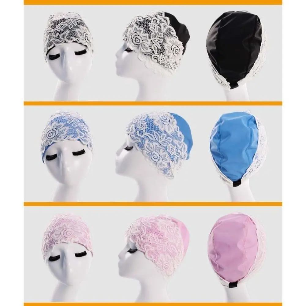 Fashion look PU Swimming Cap Lace Extra large size Waterproof Swim Hat Stretch Elastic Long Hair Cap Daily