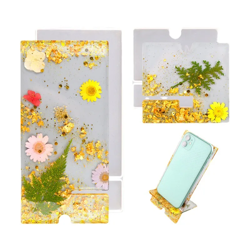 DIY Crystal Epoxy Silicone Mold Mobile Phone Stand Holder Decoration Resin Mould Phone Bracket Molds