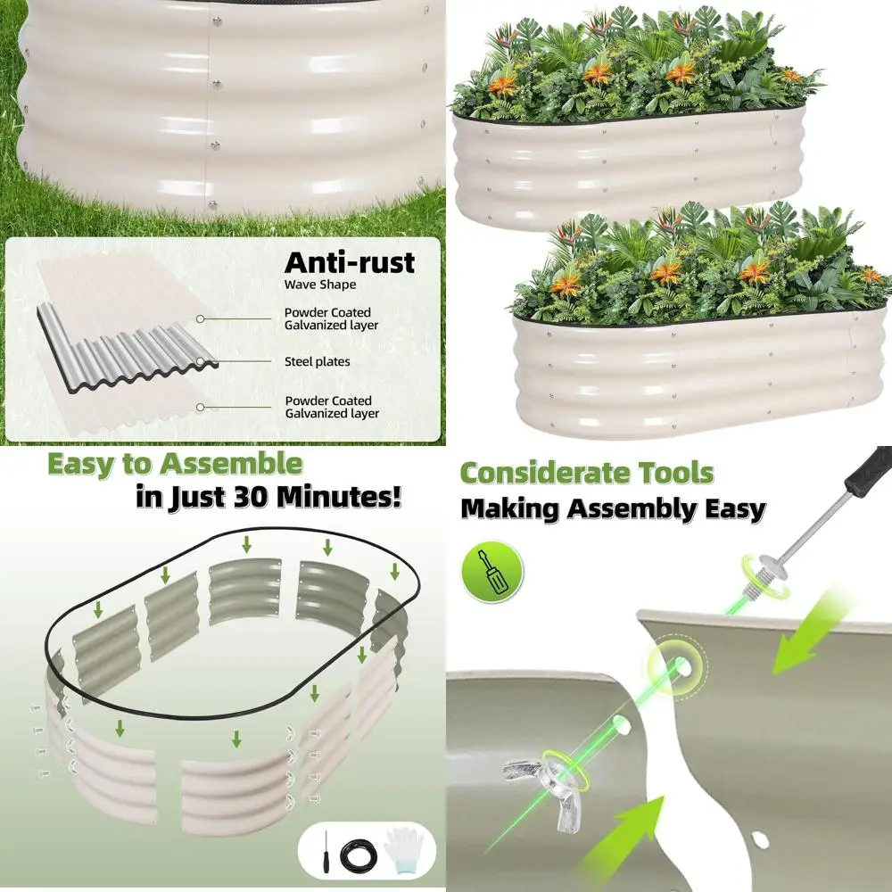 

Комплект приподнятой садовой кровати — открытый ящик для цветов 4x2x1FT для овощей, фруктов, цветов (белый, 2 шт.)