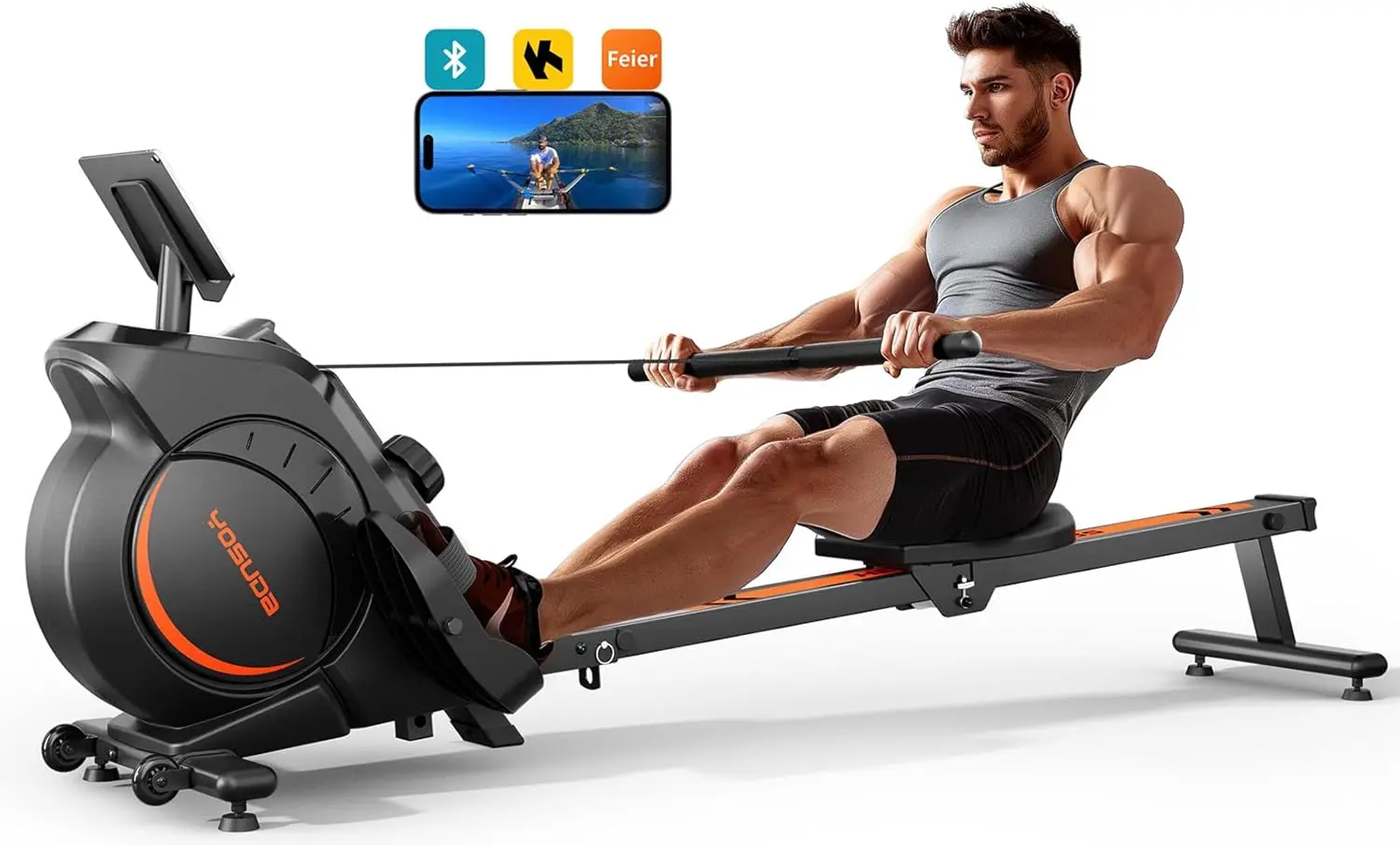 

Magnetic/Water Rowing Machine 350 LB Weight Capacity - Foldable Rower for Home Use with Bluetooth, App Supported, Tablet Holder