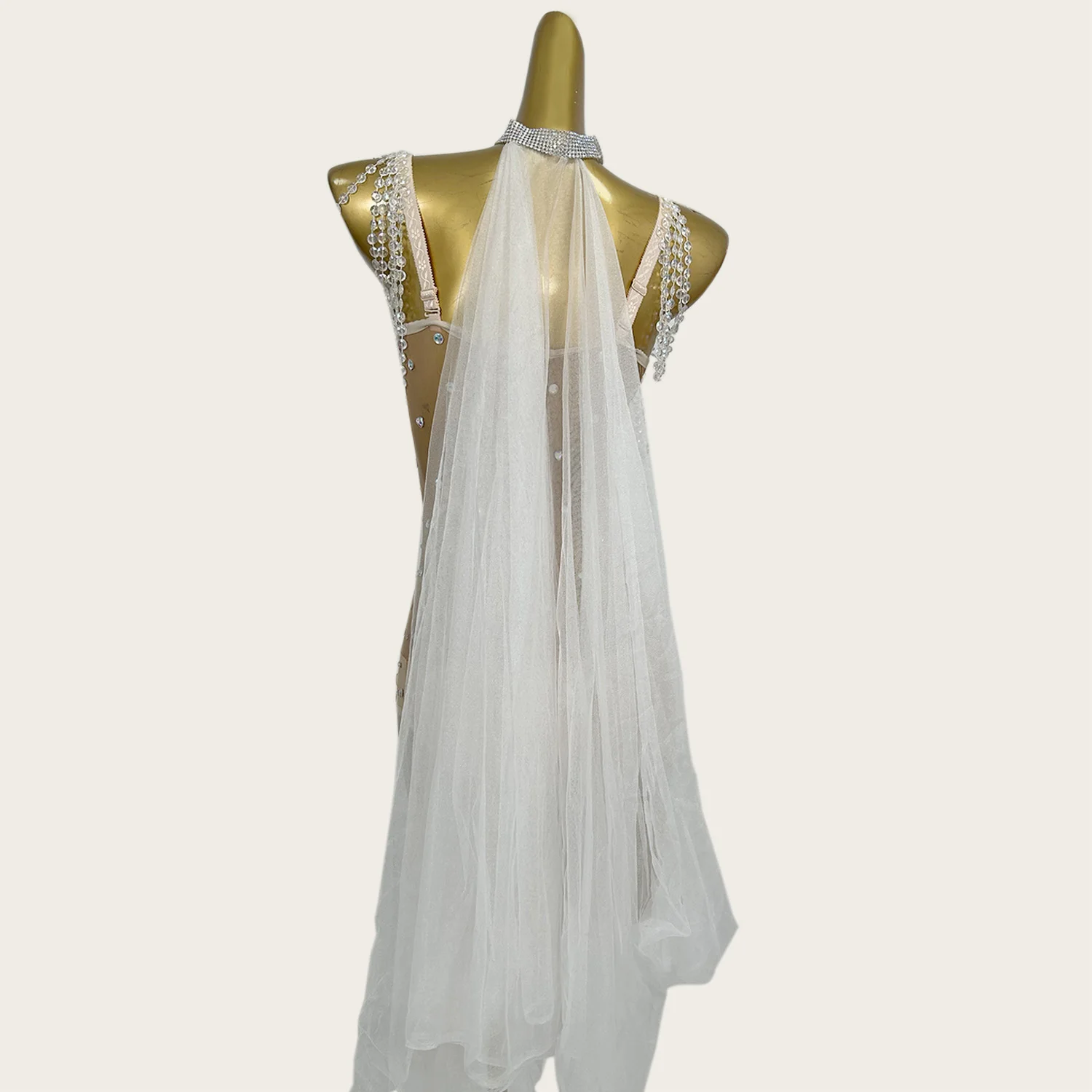 Sparkly Rhinestone See Through Mesh Bodysuit Gauze Cloak Nightclub Party Dress-up Outfit Luxury Fashion Club Sexy Wear Xiaoqiao