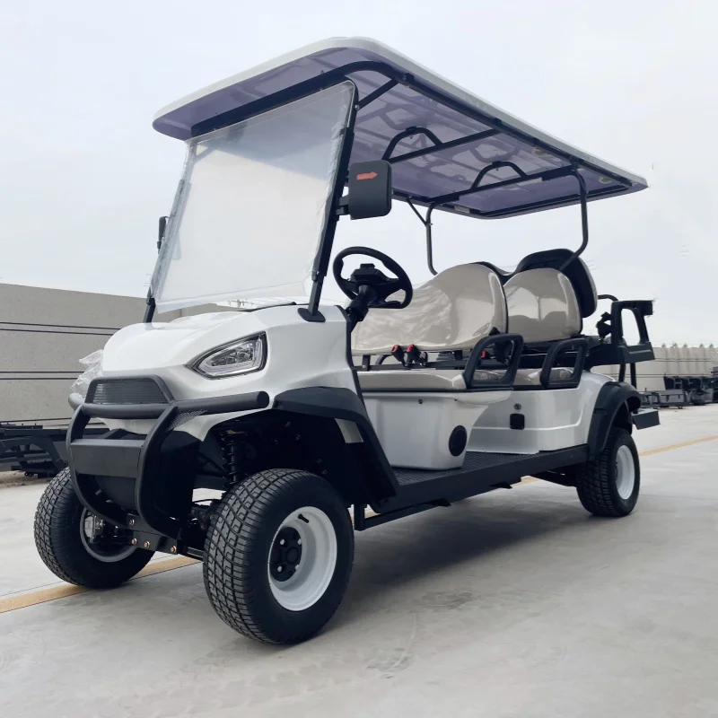 For Sale New Fashion Luxury 4000W/7000W Factory Price 4 Seater Electric Golf Cart Brown Seat With Headrest Bumper Off-Road Tires