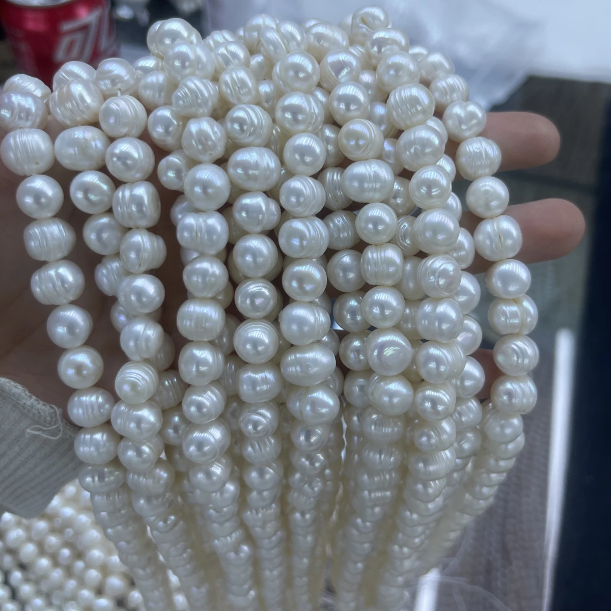 

9-10mm3A Natural Freshwater Pearl White Near Round Big Size Bead Jewelry Make DIY Necklace Bracelet Women Gift Wedding Wholesale