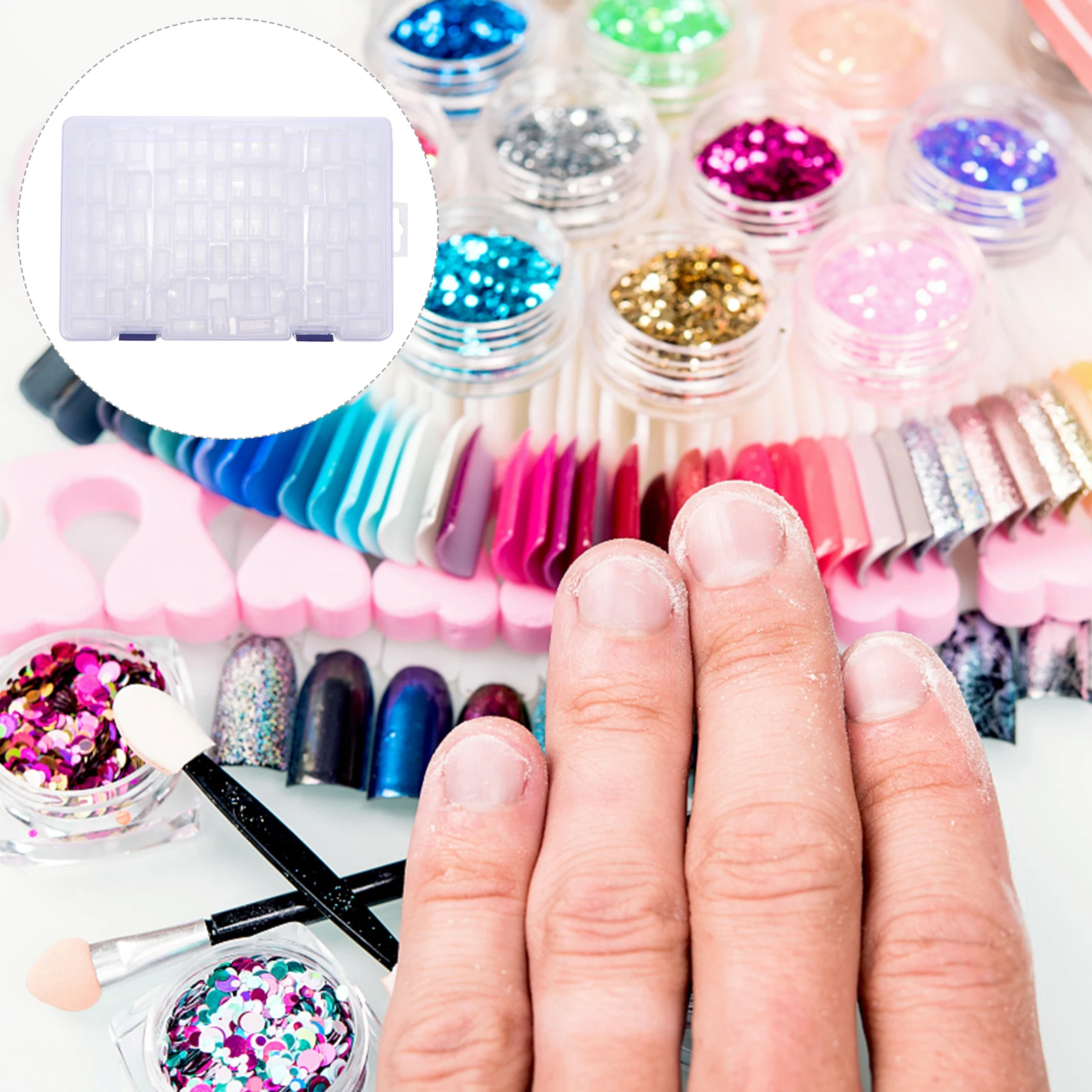 

1 Set 84 Compartments Transparent Diamond Storage Box Nail Art Sequin Container With Lids For Beads Glitters Buttons Organizing