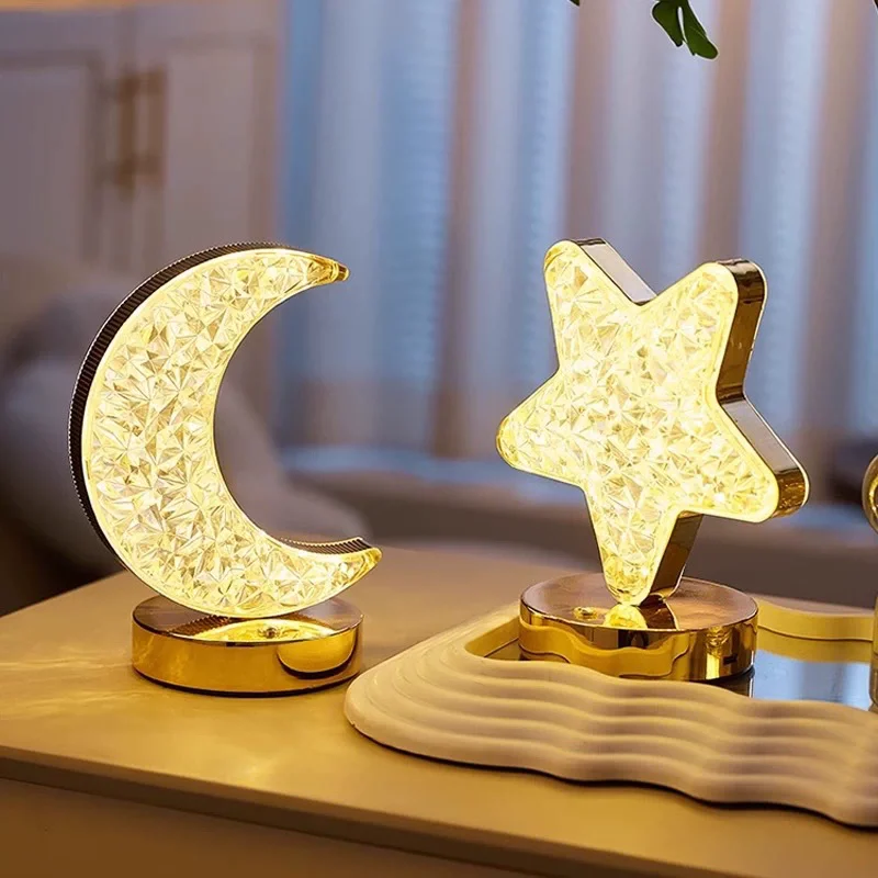 Romantic Moon Star Nightlight Study Bedroom Bedlight Rechargeable Nightlight Sleep Desk Lamp Charging Camping Light