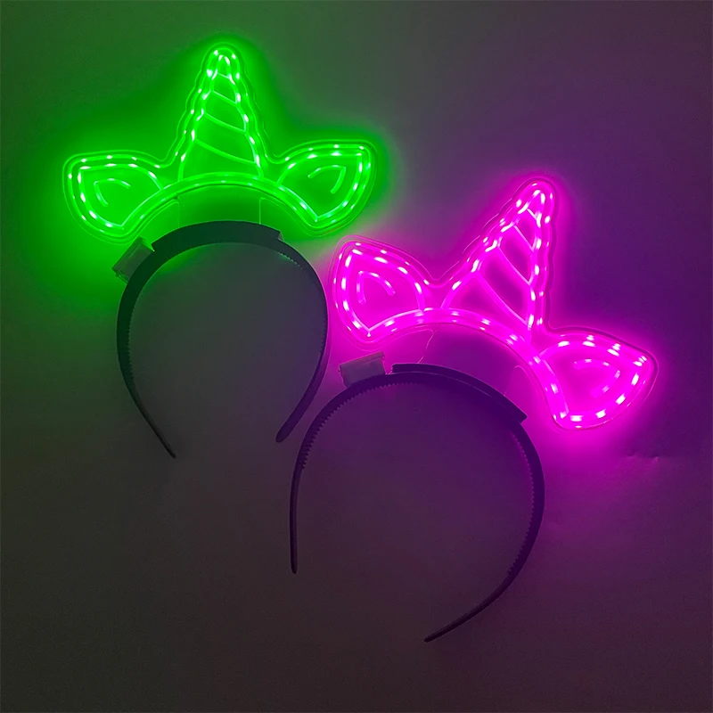 

Забавная акриловая светящаяся повязка на голову с единорогом, светящаяся в темноте повязка на голову унисекс, день рождения, косплей, барные принадлежности, аксессуары для головы