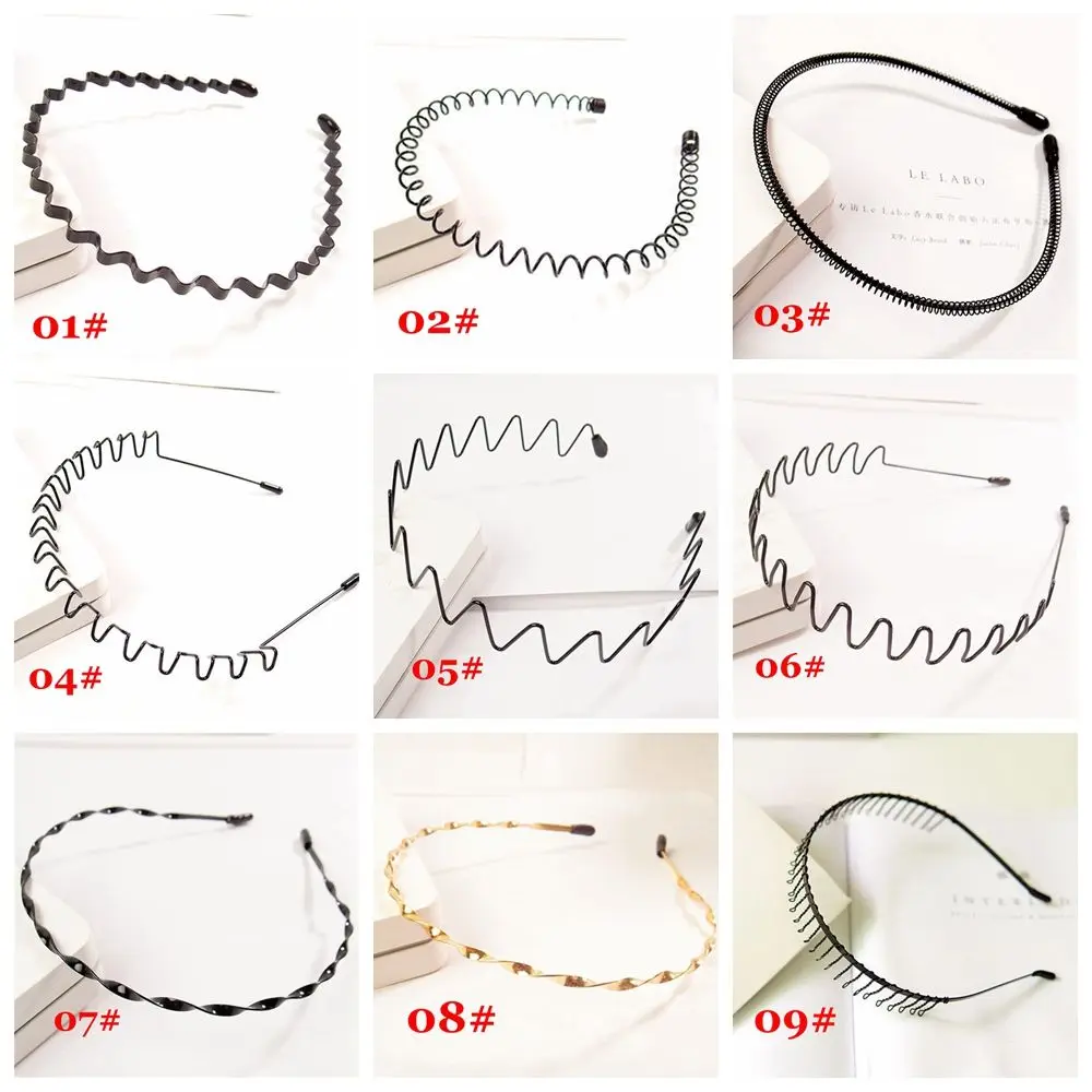 Fashion Hair Styling Tool Unisex Black Head Hoop fascia ondulata fascia per capelli sportiva in metallo copricapo Casual