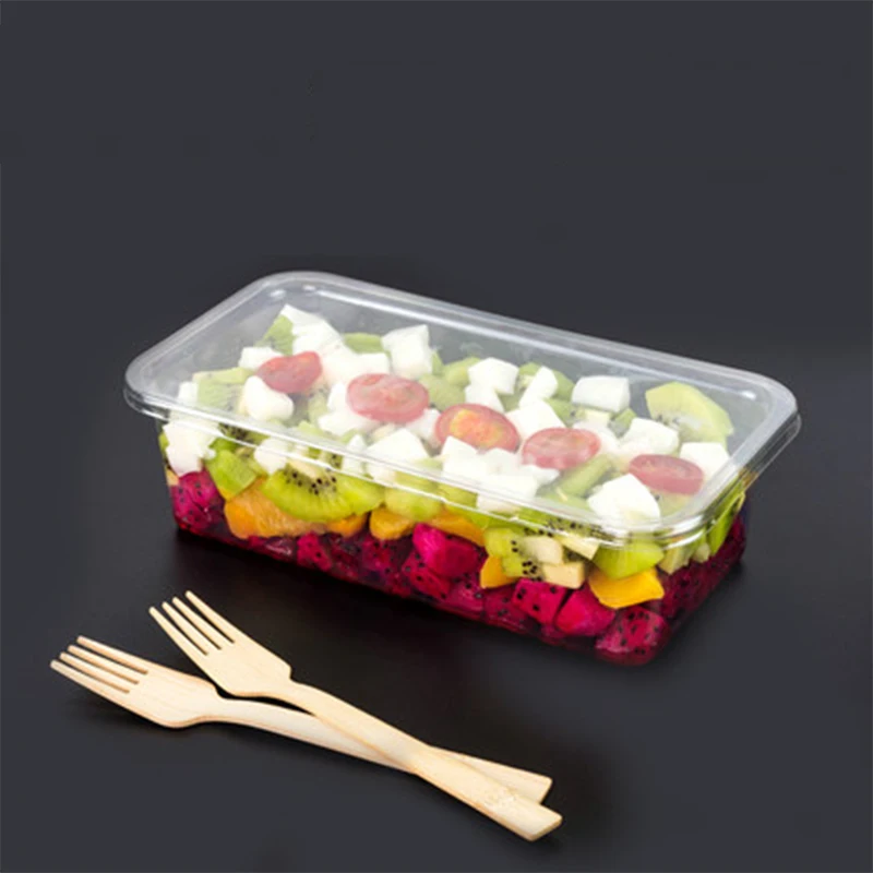 Disposable Plastic Transparent Packing Box, Take-Out Tool, Fruit Salad Food Storage, Microwave Oven Available, Food Grade Pack