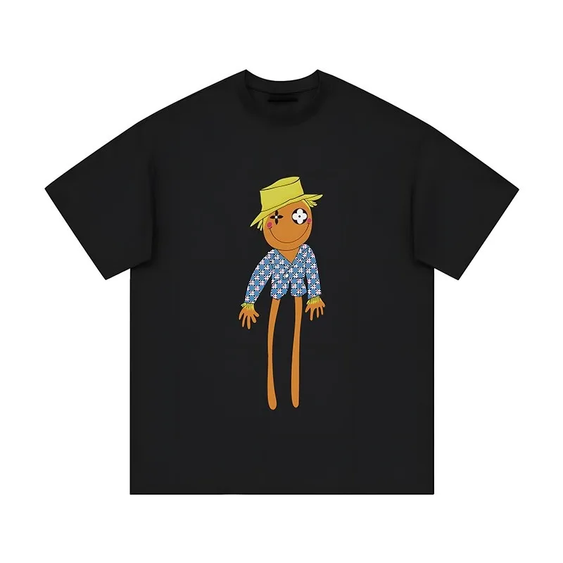 

2025 retro parody fun artist illustration design niche high-end short sleeved t-shirt light luxury top versatile