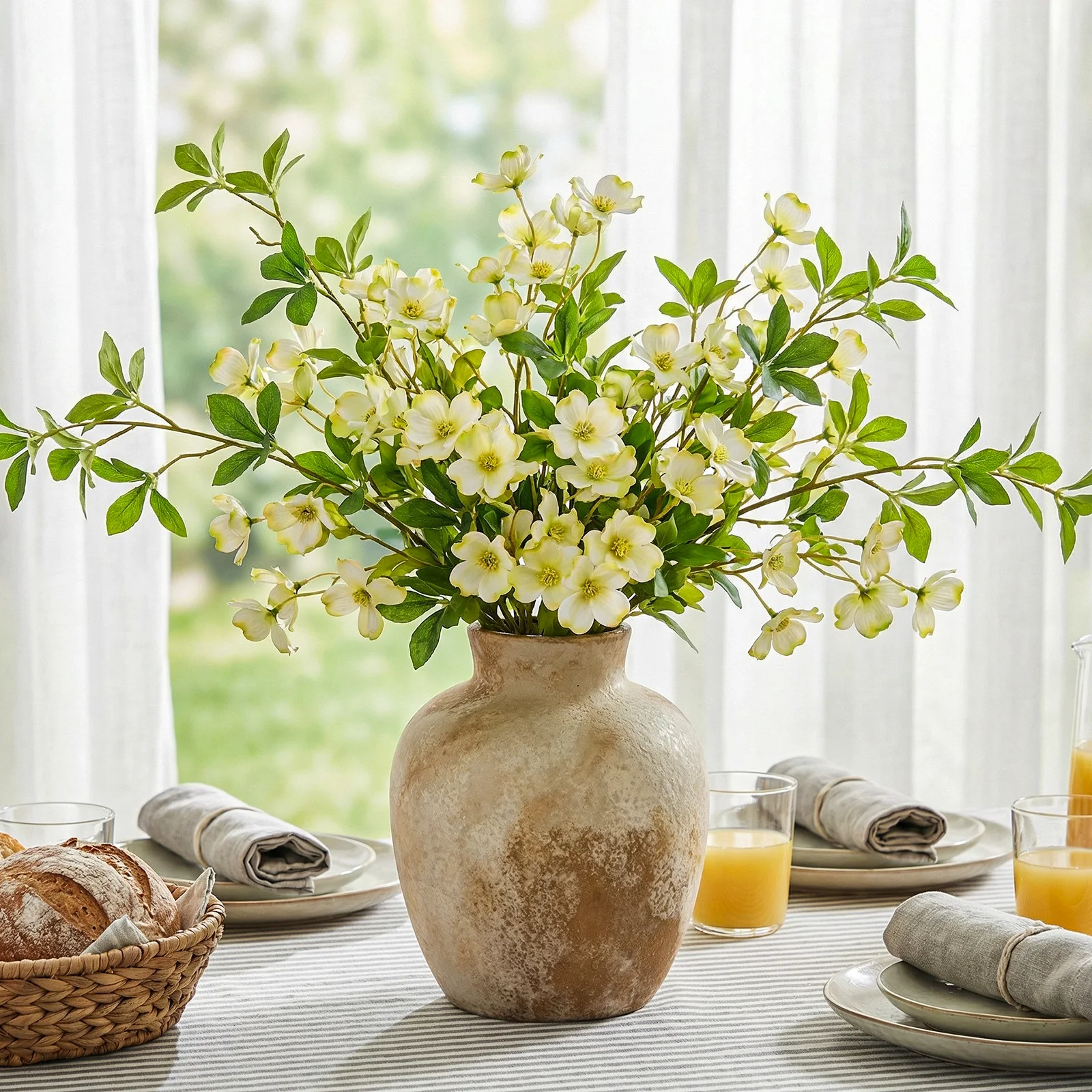 Whonline 1 Stück Rostfarbene Keramikvase 15cm Hoch Böhmischer Blumentopf für Wohnzimmer, Büro, Esstisch, Blumendekoration, Rustikaler Terrakotta-Kunstpflanzentopf
