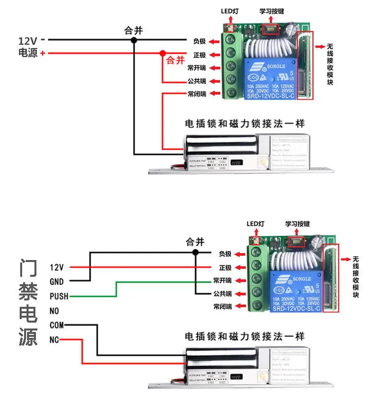 

433Mhz Wireless Remote Control Switch Button For Door Access Control Electric Lock