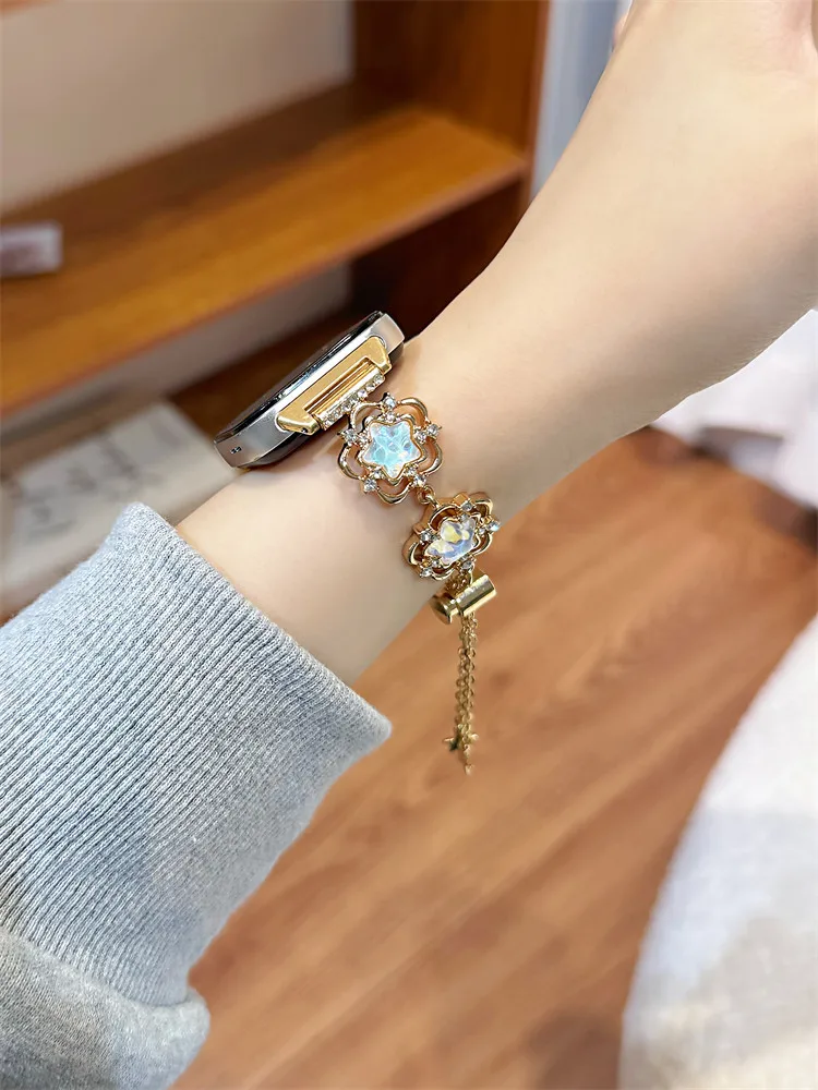 

Suitable for HW Watch Fit3/Fit4 watch straps and HW Band 8/9/10NFC star glass stone handmade watch straps