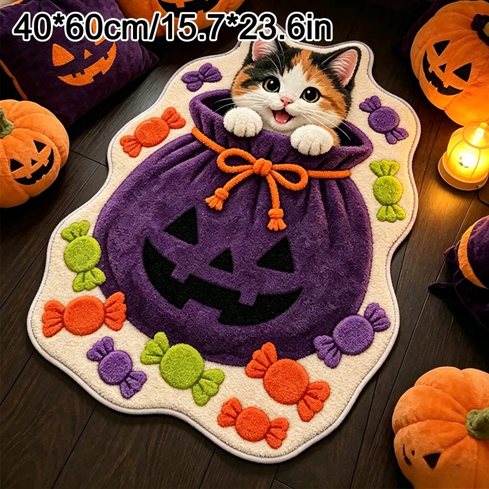 Special-shaped Cat Shaped Floor Mat Soft Surface Absorbent Cat Shaped Rug Non Slip Backing Cat Pattern Cat Floor Mat