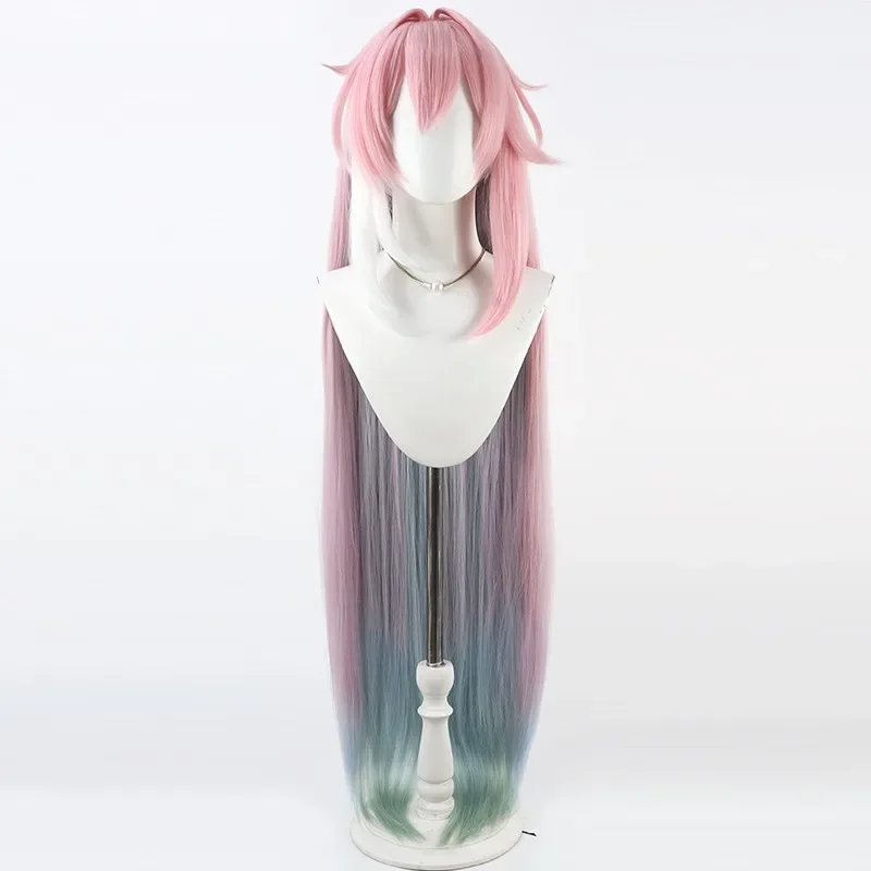 أنيمي سيرين شعر مستعار تأثيري لعبة هونكاي ستار السكك الحديدية الوردي طويل خصلات الشعر المستعار للنساء الفتيات أمفوريوس Aedes Elysiae حفلة الهالوين