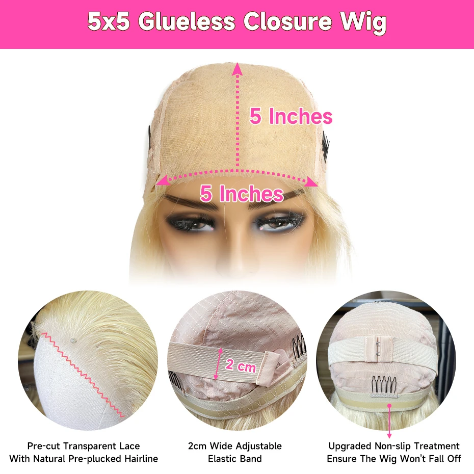 360 Lace Wig 613 Hd Lace Frontal Wig 13x6 Honey Blonde Colored Human Hair Wig Pre Plucked Brazilian Original Hair Straight 13x4 Lace Front Wig Pre-cut Lace Glueless 5x5 Lace Closure Wigs For Women 200 image 8