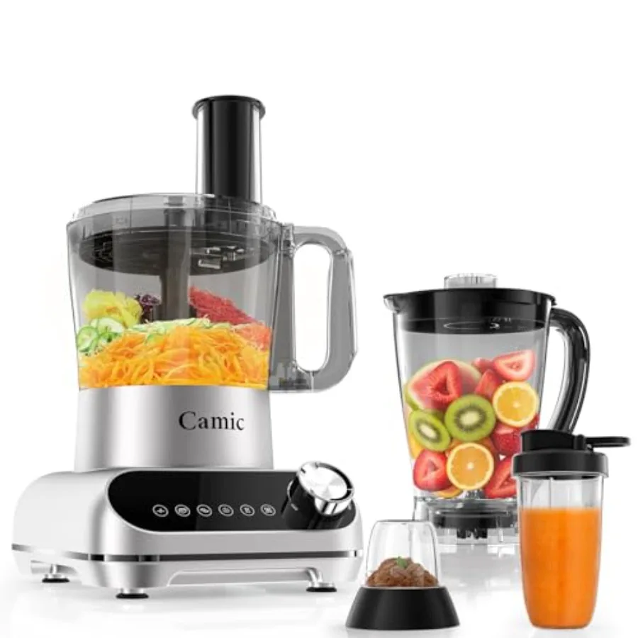 Blender Food Processor Combo 6 Functions for Smoothies Chopping Slicing Shredding Grinding Dough 72-oz Blender Pitcher 64-oz Pr