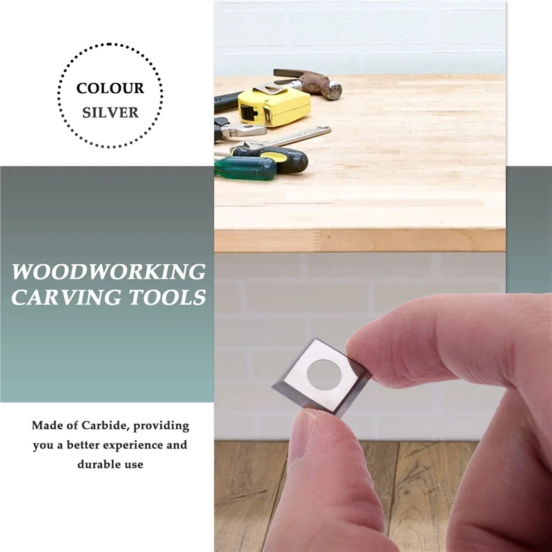 Y17A 10Pcs 14Mm Square Straight Carbide Cutter Insert With 10Pcs M610mm Screws For Wood Working Spiral/Helical Planer Cutter Hea