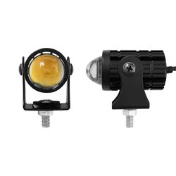 Universal Motorcycle LED HeadLight Spotlights Projector Lens Yellow White High Low Beam Fog Light Universal Auto Auxiliary Lamp