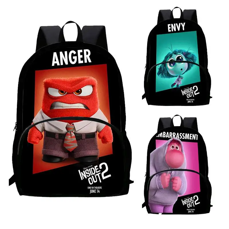 

new Inside Out 2 Cartoon Character Print anxiety Backpack disgust sadness fear anger joy envy Storage Schoolbag Kids Gift