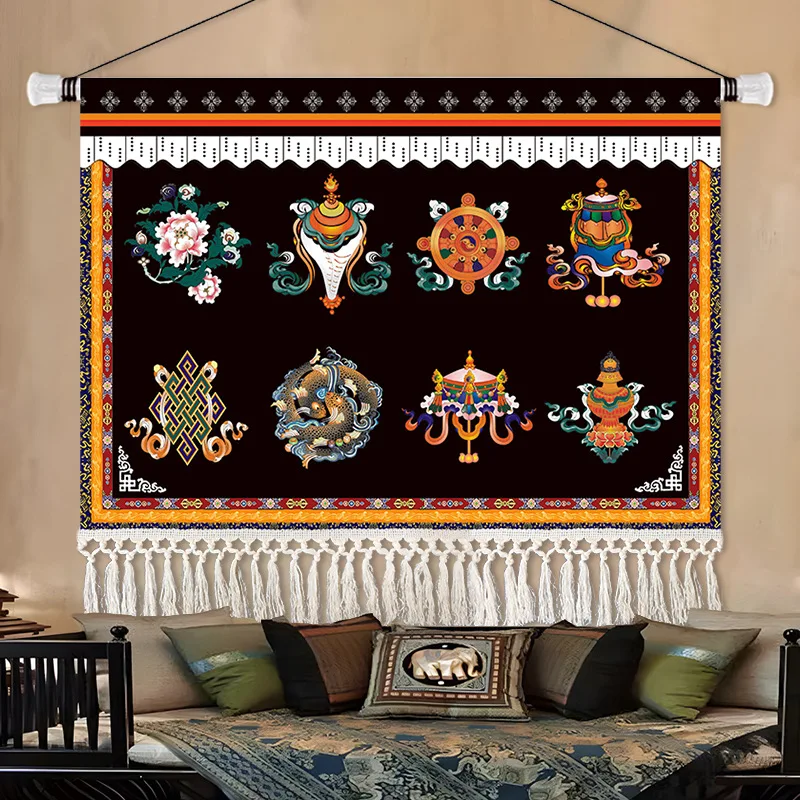 Wholesale Buddhist supplies HOME Temple altar Wall decor Auspicious blessing Hanging decoration painting cloth Tapestry Ornament
