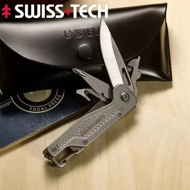 Swiss Tech 13 In 1 Folding Multitool Pocket Knife Scissors Saw Multi-functional EDC Combination Tool Outdoor Equipment