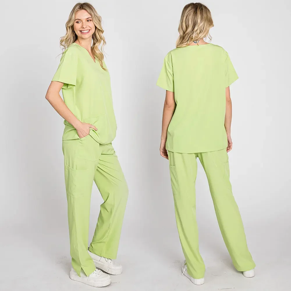 Uniforme de propormédicale multicolore pour femmes, uniforme de soins infirmiers, manches courtes, pantalons Y +, vêtements de travail pour animalerie, médecin
