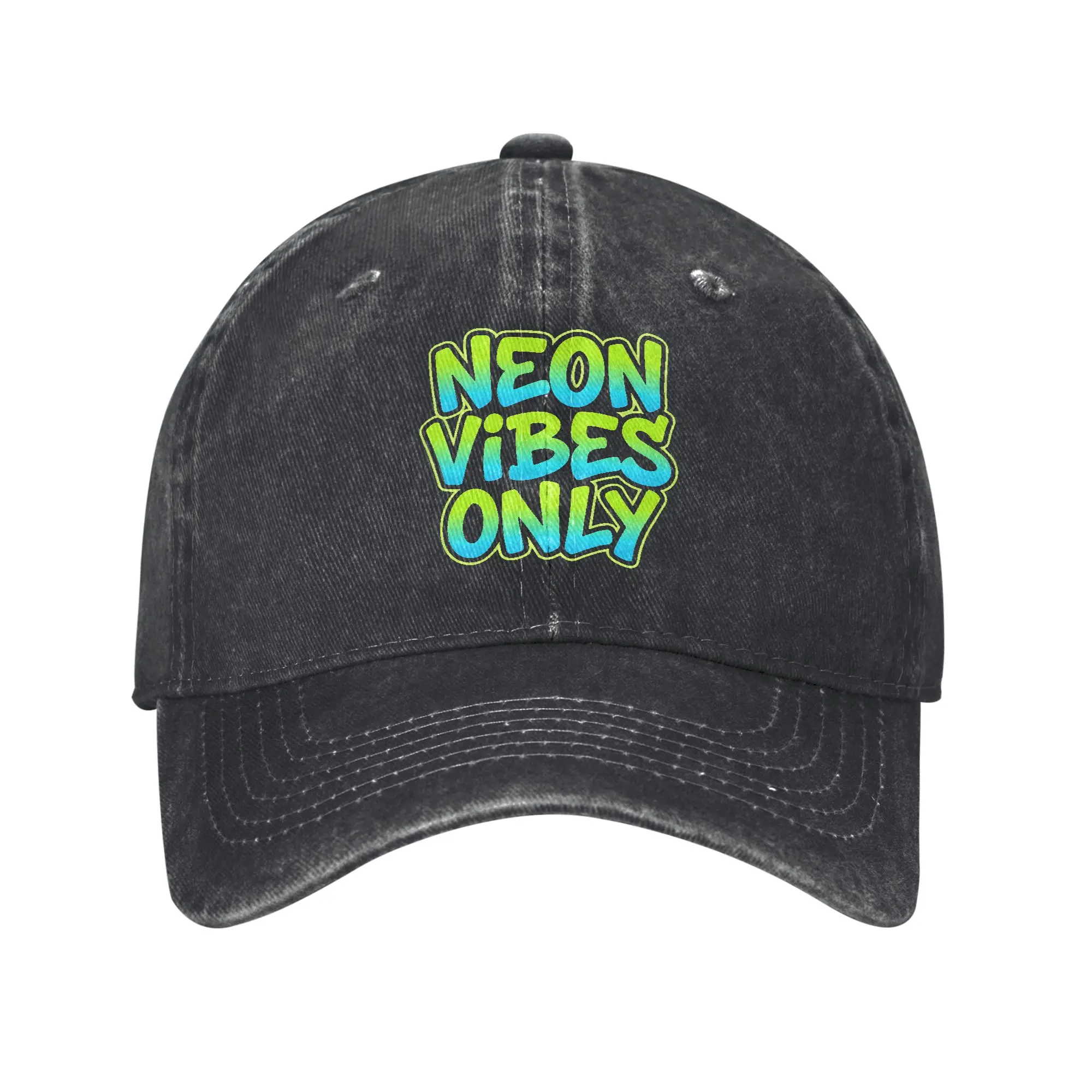 Neon Vibes Only Gradient Bright Streetwear Aesthetic Text Graphic Baseball Caps Peaked Cap  Sun Shade Hats for Men