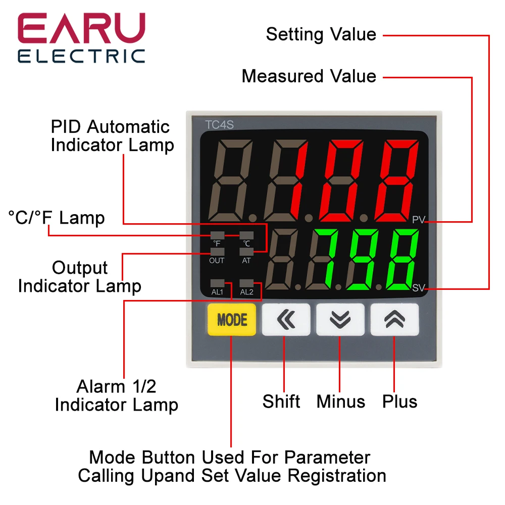 EARU Digitaler PID-Programmierbarer Temperaturregler Thermostat SSR-Relais Spannungsausgang mit SSR-40DA K Thermoelement-Sensor-Kit – Detail 9