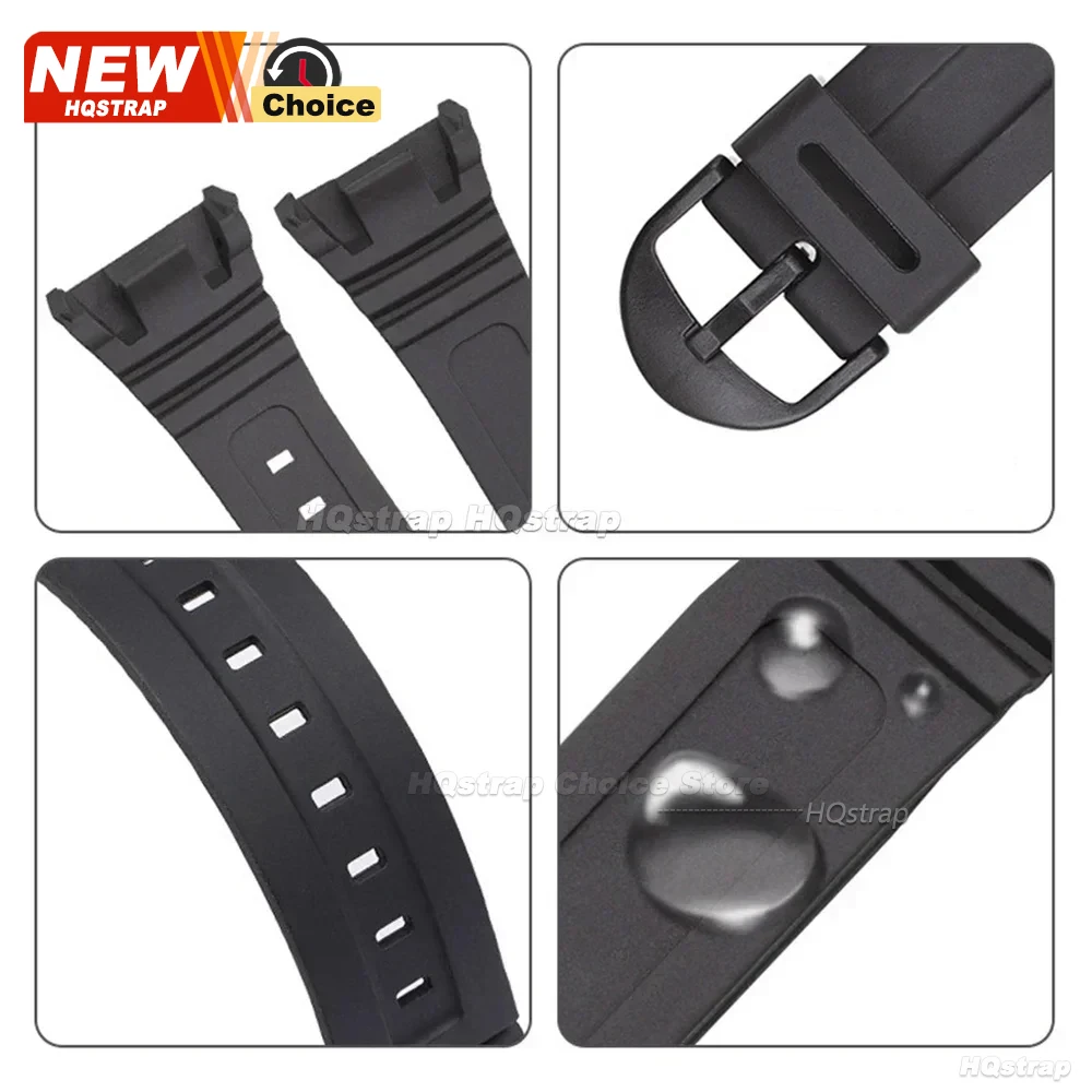 Rubber Watchband Strap for Casio W-96h Watch Band Model 3239 PU Bracelet Women Men Waterproof Wristband Watches Accessories image 4